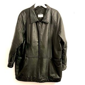 Women’s Vintage Plus Venezia  Genuine Black Leather Zip Jacket Size 32